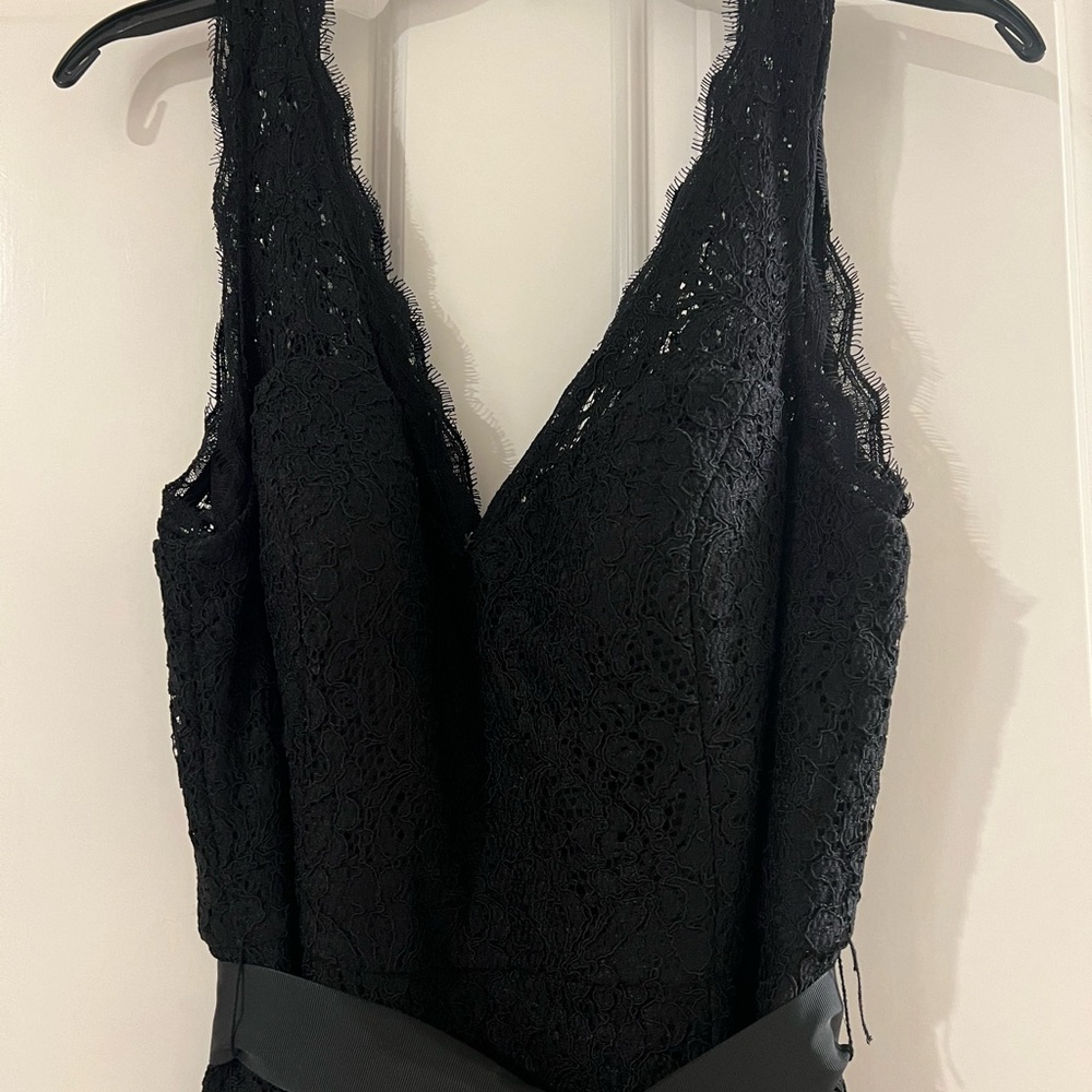 AdriannaPapell,formal soft black lace overlay dress. Fits TTS. Not worn, w/tags.